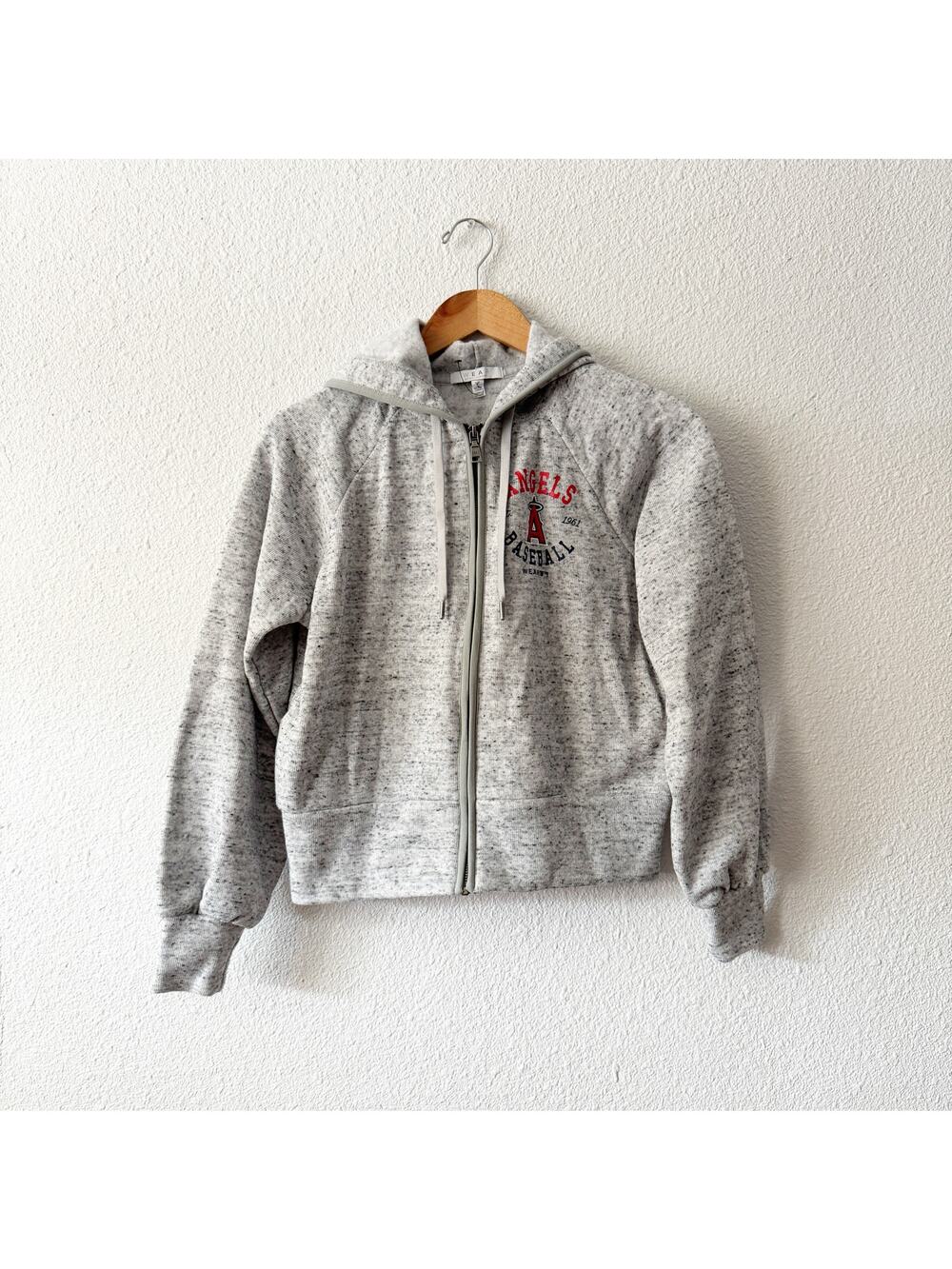 MLB Angels zip up hoodie womens small gray heather active sports baseball